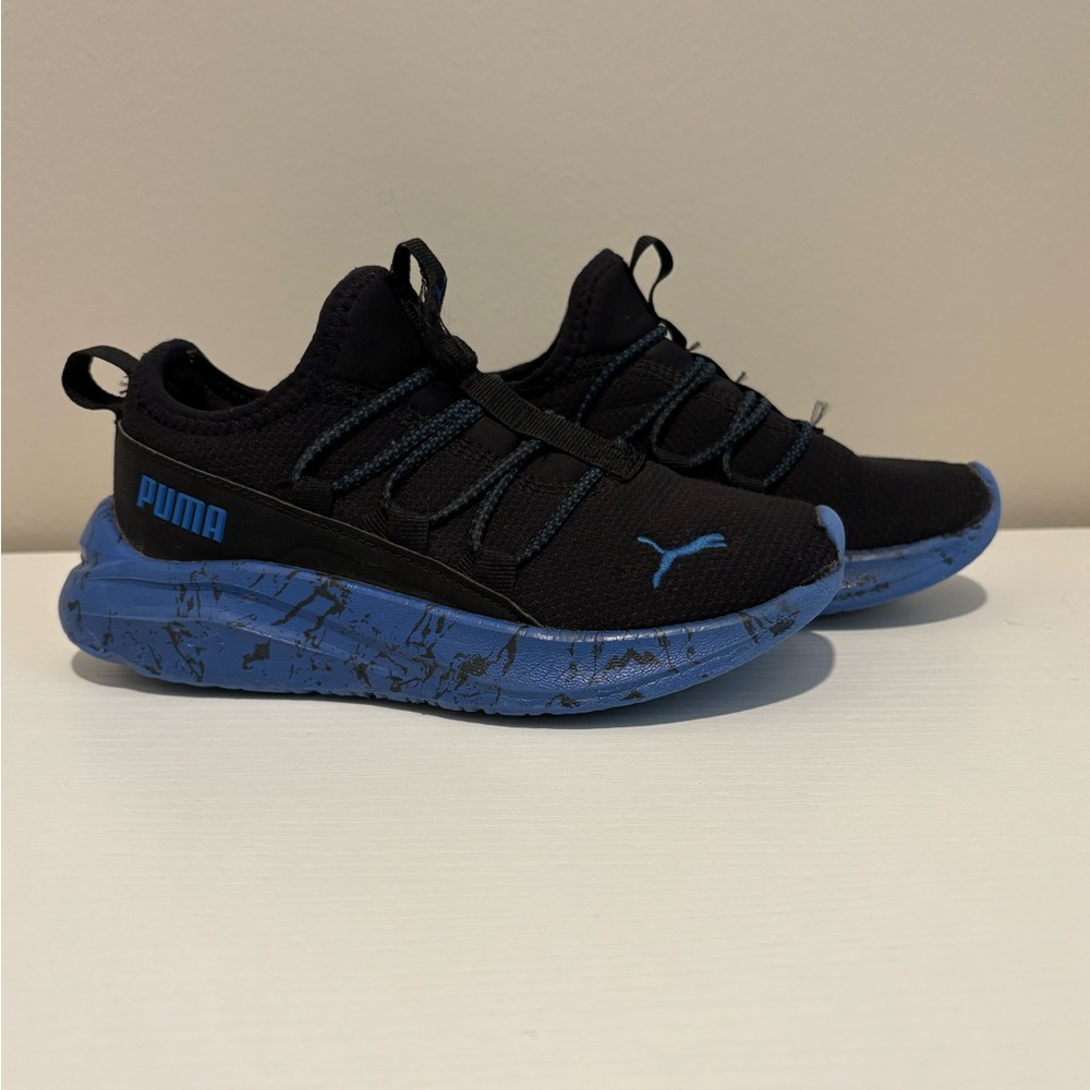 Puma Boys Black and Blue Athletic Sneakers